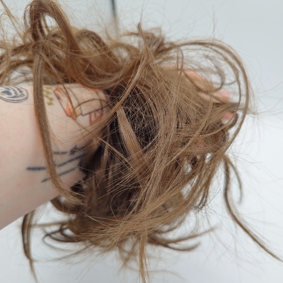 Golden Brown Messy Wavy Hair Bun Scrunchy - Picture 4 of 4